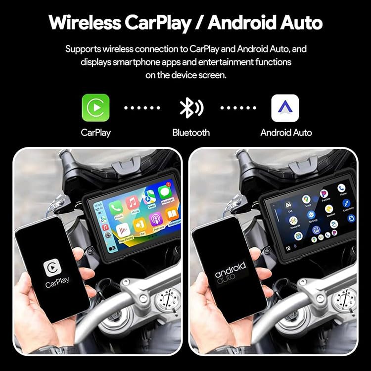 Motorbike GPS navigation CarPlay Portable Wireless Carplay & Android Auto Screen for Motorcycle TPMS 5 Inch Motorcycle GPS Navigation Touch Screen