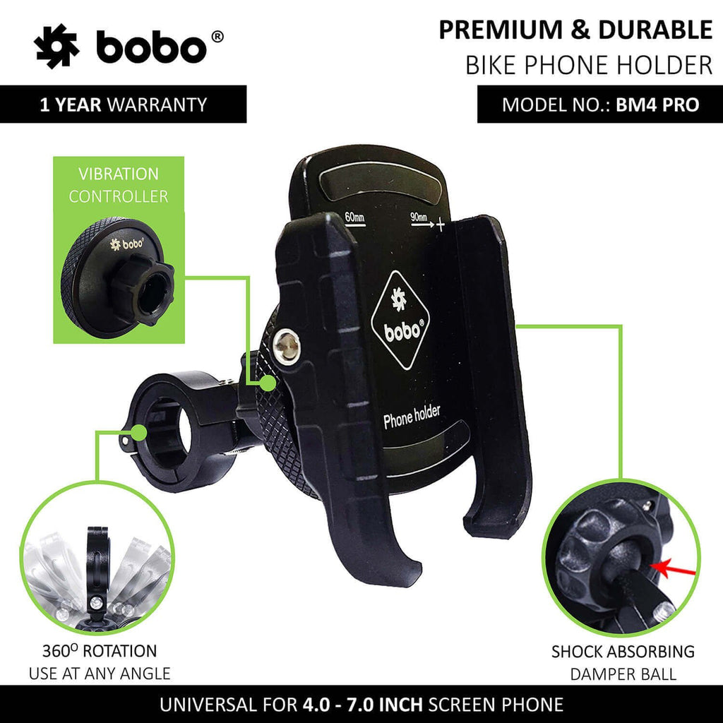 BOBO BM4 PRO Jaw-Grip Bike Phone Holder with Vibration Controller Motorcycle Mobile Mount - Image 2