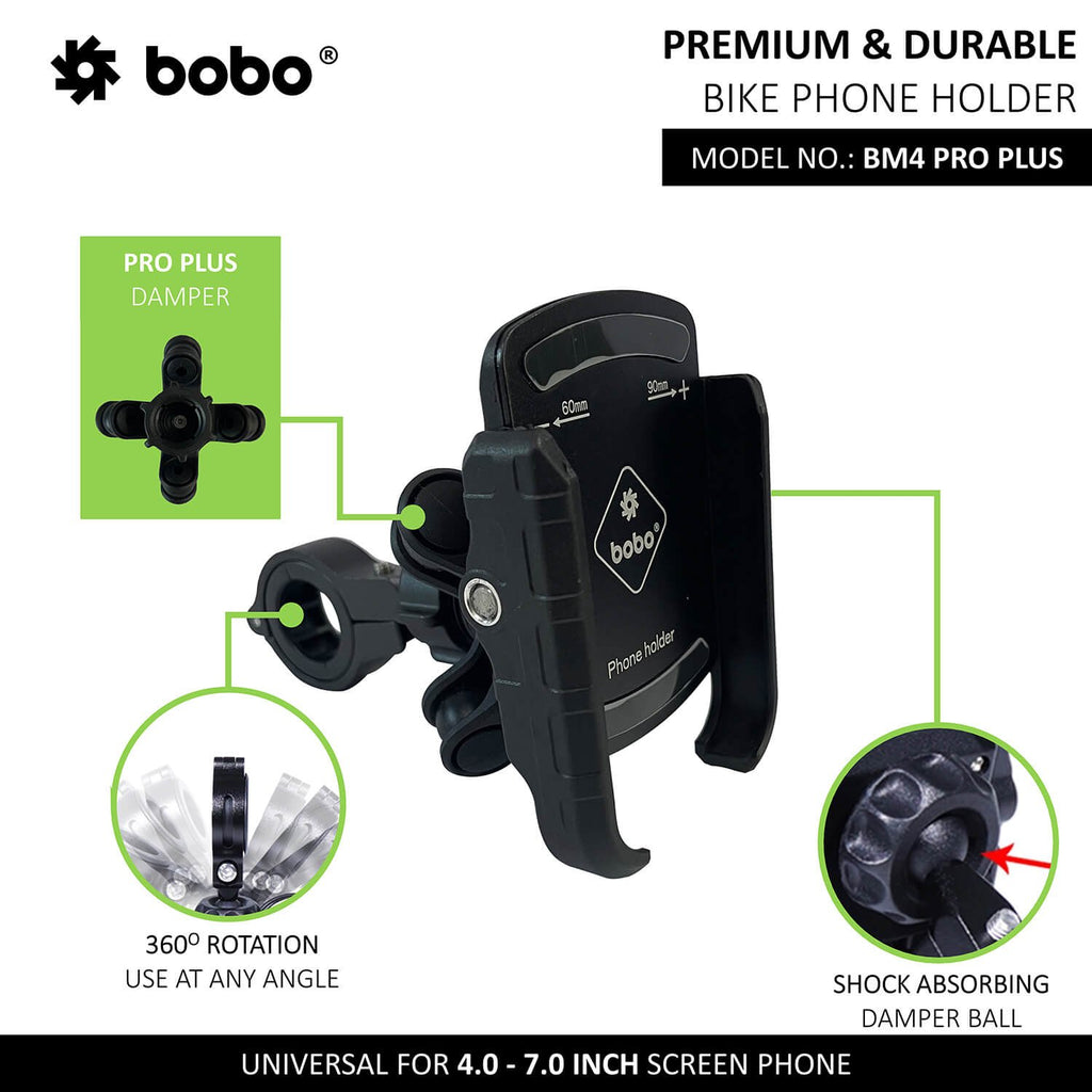 BOBO BM4 PRO PLUS Jaw-Grip Bike Phone Holder with PRO PLUS Vibration Damper Motorcycle Mobile Mount - Image 2