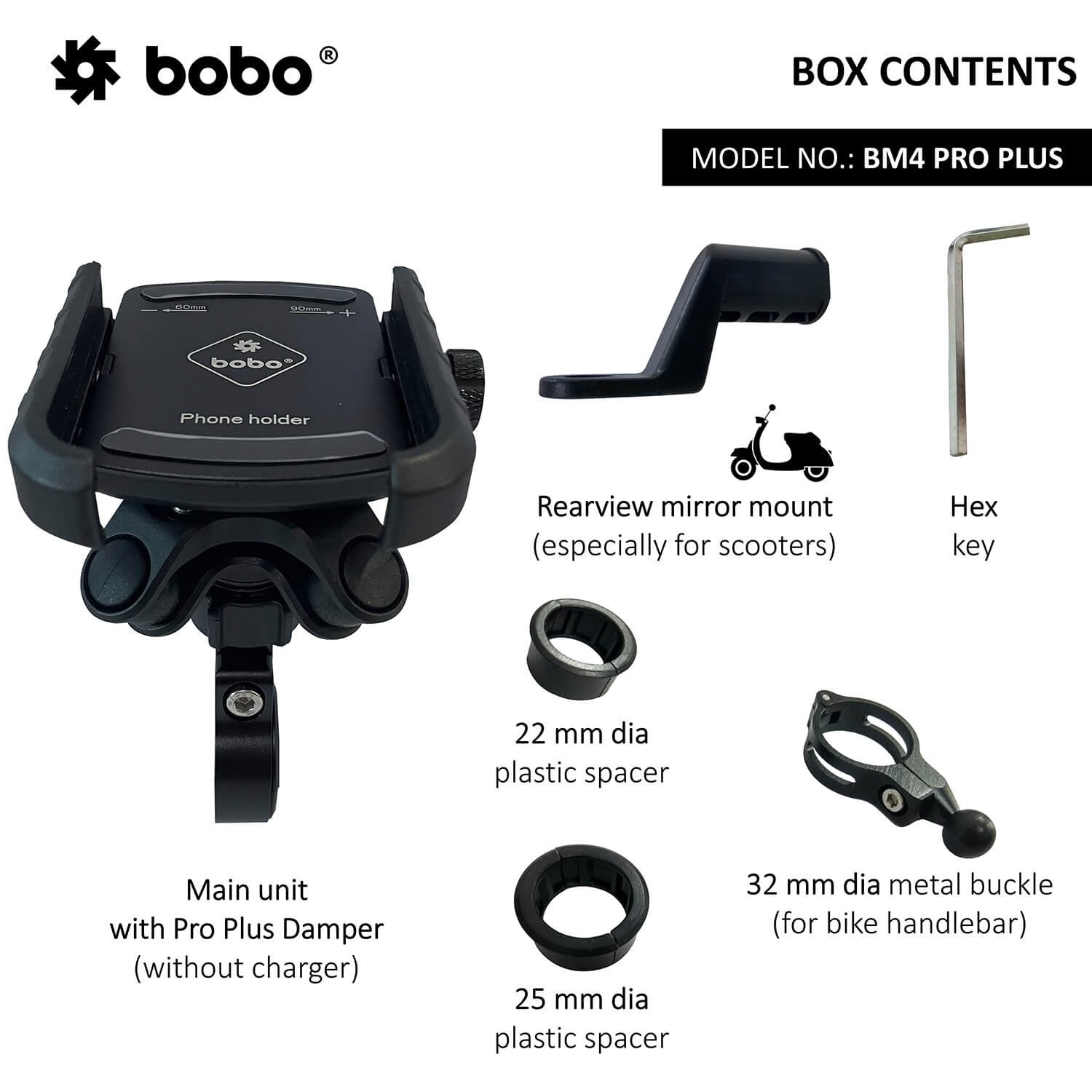 BOBO BM4 PRO PLUS Jaw-Grip Bike Phone Holder with PRO PLUS Vibration Damper Motorcycle Mobile Mount - Image 3