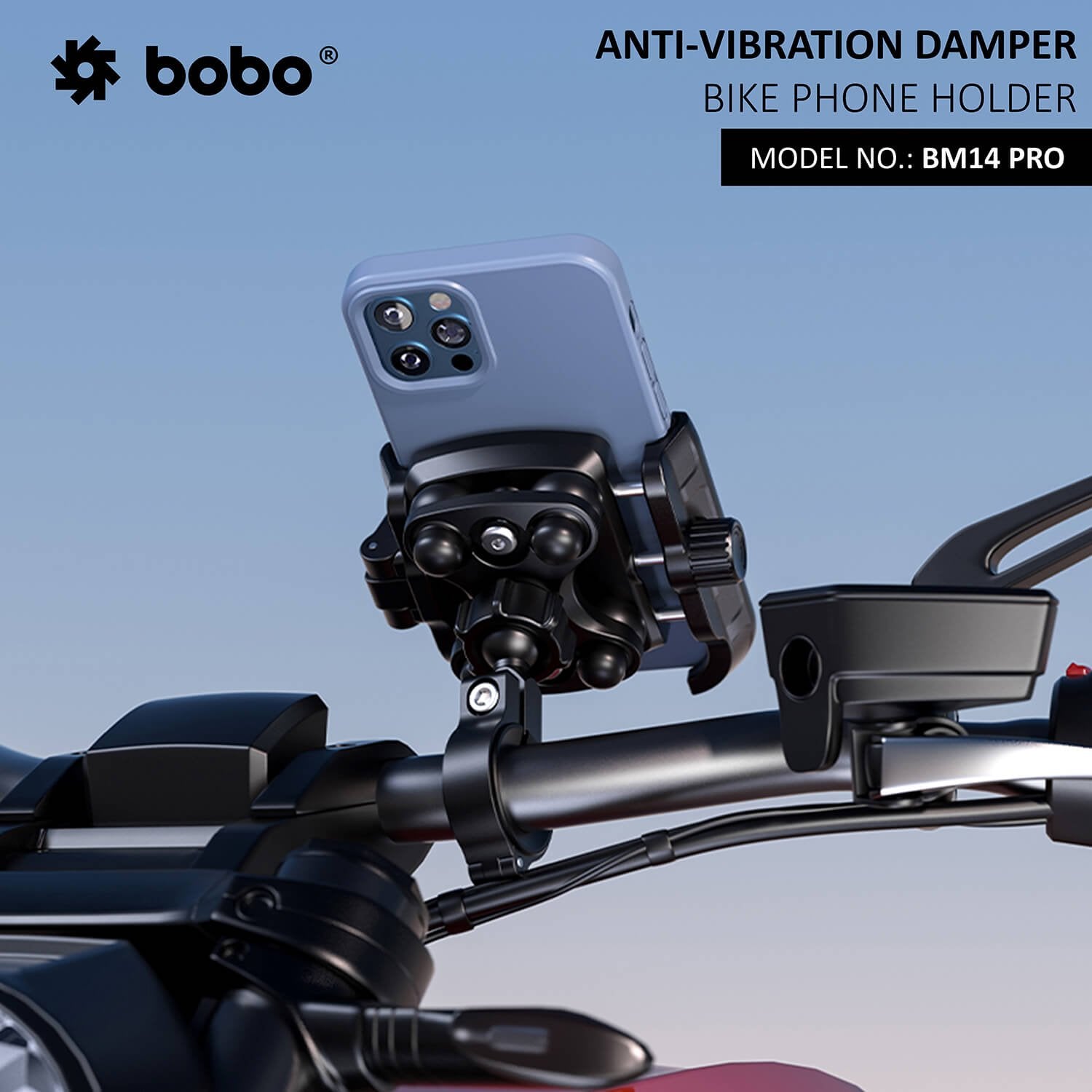 BOBO BM14 PRO X Quick Release with PRO X Vibration Controller Enhanced BM4 PRO Bike / Cycle Phone Holder Motorcycle Mobile Mount - Image 3