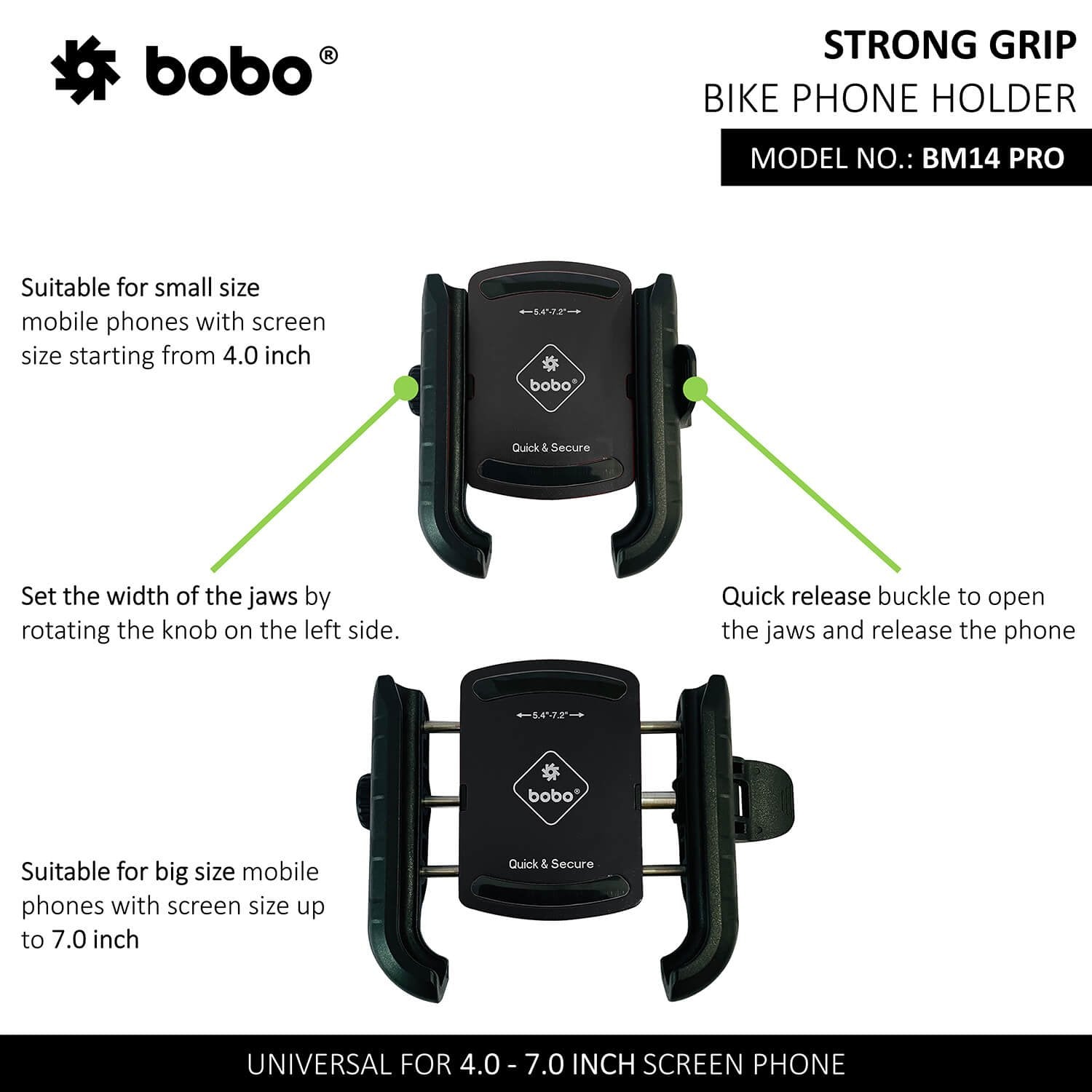 BOBO BM14 PRO X Quick Release with PRO X Vibration Controller Enhanced BM4 PRO Bike / Cycle Phone Holder Motorcycle Mobile Mount - Image 6