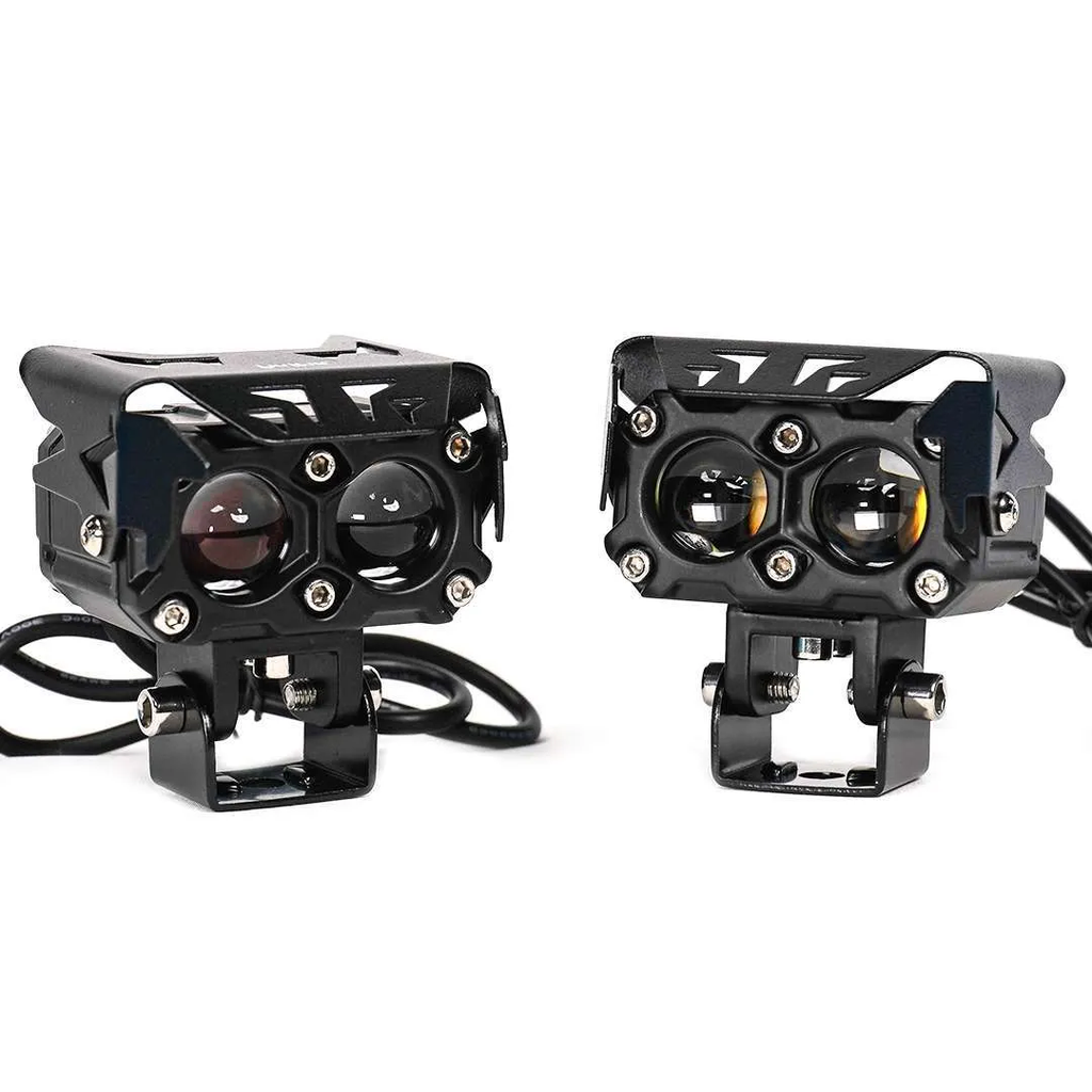 HJG 2 LED 60W Motorcycle Yellow/White Spot Light with Wiring harness