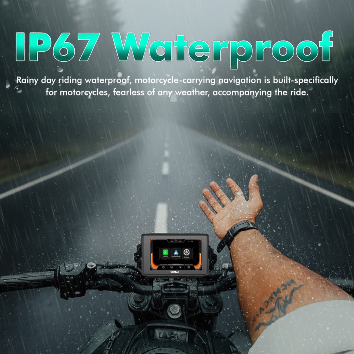 Simtac motorcycle GPS CarPlay & Android Auto system Without TPMS – M2 1 year warranty