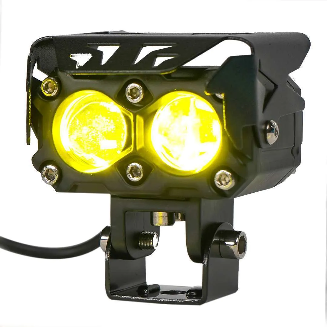 HJG 2 LED 60W Motorcycle Yellow/White Spot Light with Wiring harness ...